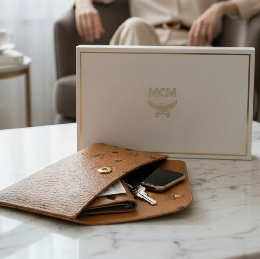 MCM Visetos Monogram Envelope Clutch/ Crossbody - Picture 7 of 11
